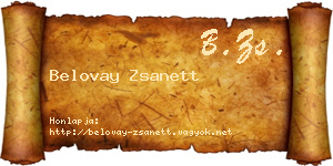Belovay Zsanett névjegykártya